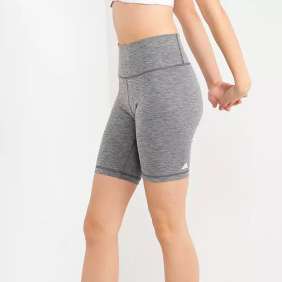 Adidas | NWT Optime Training Mid Waist Bike Shorts in Dark Grey Heather Size M - Picture 2 of 12